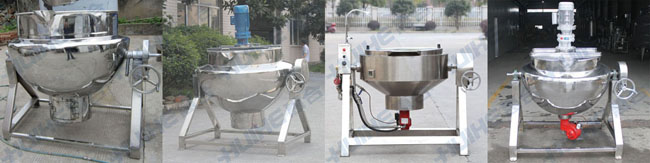 燃氣夾層鍋組合圖(包括可傾式、帶攪拌和不帶攪拌)